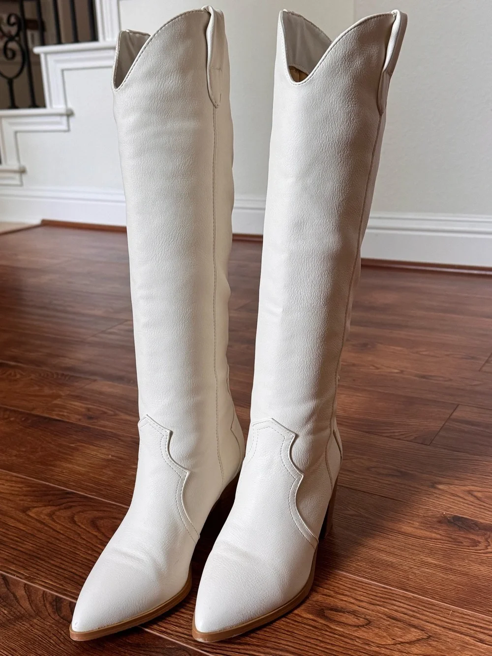 Billini Tall Pointed-Toe Over-the-Knee Boots in Off-White